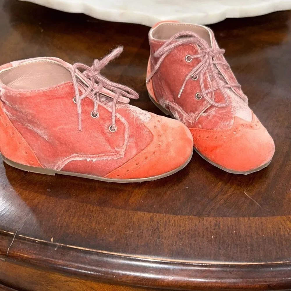Eli velvet baby boots coral orange sz 24